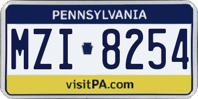 PA license plate MZI8254