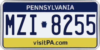 PA license plate MZI8255