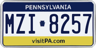 PA license plate MZI8257