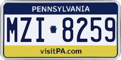 PA license plate MZI8259
