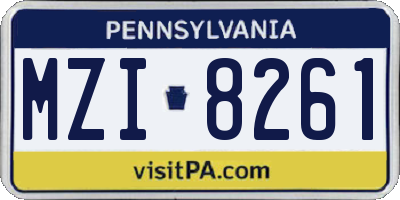 PA license plate MZI8261