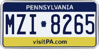 PA license plate MZI8265