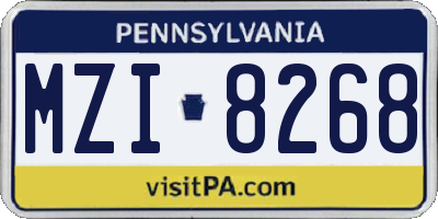 PA license plate MZI8268