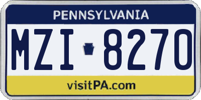PA license plate MZI8270
