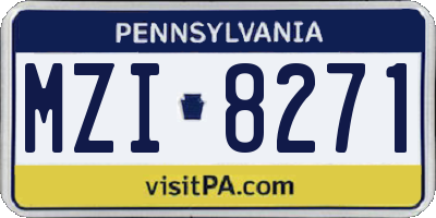 PA license plate MZI8271