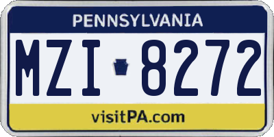 PA license plate MZI8272