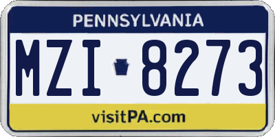 PA license plate MZI8273