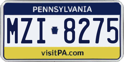 PA license plate MZI8275