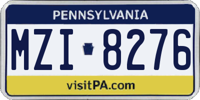 PA license plate MZI8276