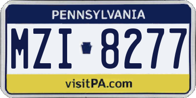 PA license plate MZI8277