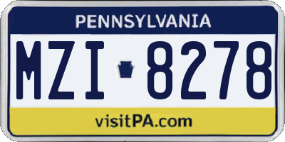 PA license plate MZI8278