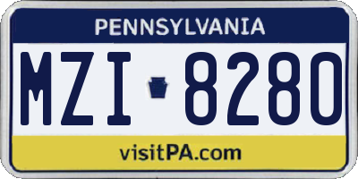 PA license plate MZI8280