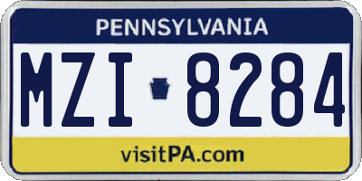 PA license plate MZI8284