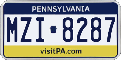 PA license plate MZI8287