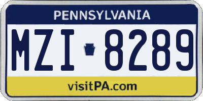 PA license plate MZI8289