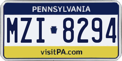 PA license plate MZI8294