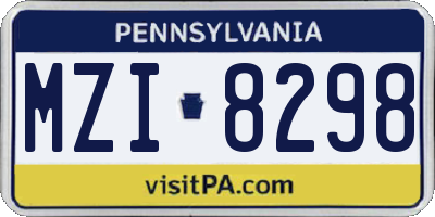 PA license plate MZI8298