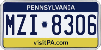 PA license plate MZI8306