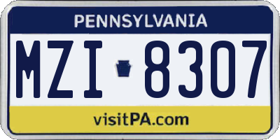 PA license plate MZI8307