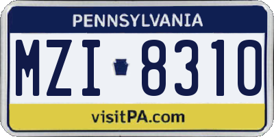 PA license plate MZI8310