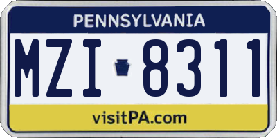 PA license plate MZI8311
