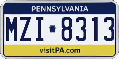 PA license plate MZI8313
