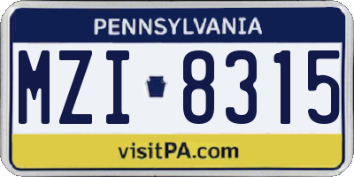PA license plate MZI8315