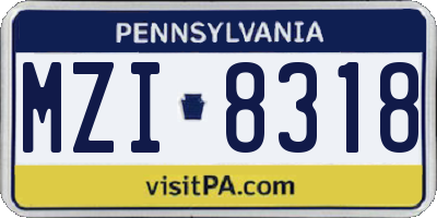 PA license plate MZI8318