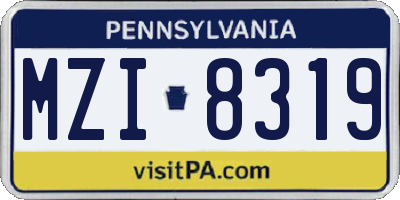PA license plate MZI8319