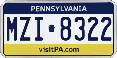 PA license plate MZI8322