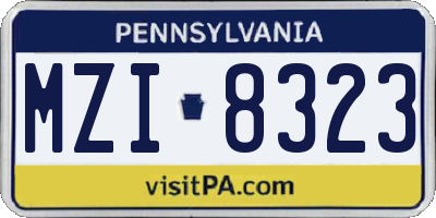 PA license plate MZI8323