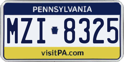 PA license plate MZI8325