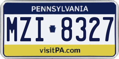 PA license plate MZI8327