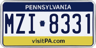 PA license plate MZI8331