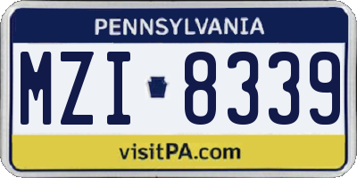 PA license plate MZI8339