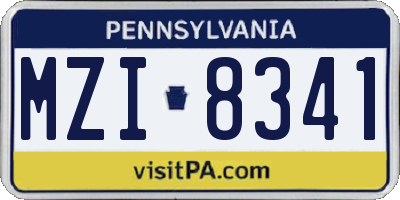 PA license plate MZI8341