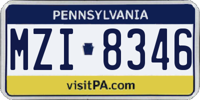 PA license plate MZI8346