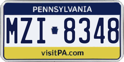 PA license plate MZI8348