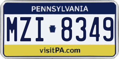 PA license plate MZI8349