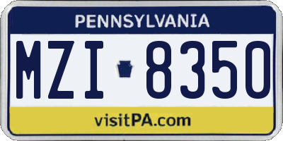 PA license plate MZI8350