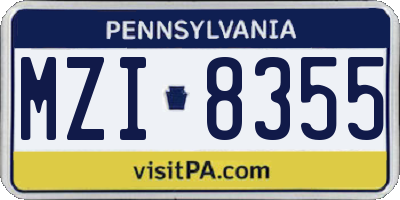 PA license plate MZI8355