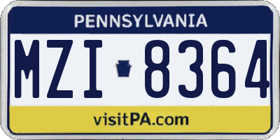 PA license plate MZI8364