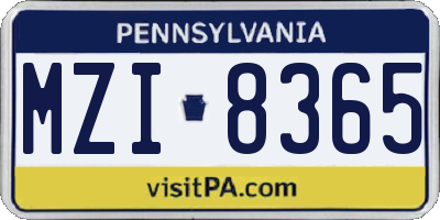 PA license plate MZI8365