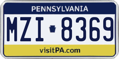 PA license plate MZI8369
