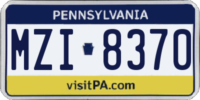 PA license plate MZI8370