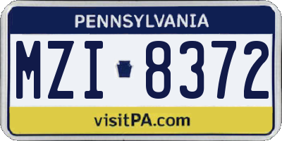 PA license plate MZI8372