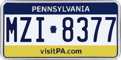 PA license plate MZI8377