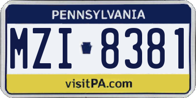 PA license plate MZI8381