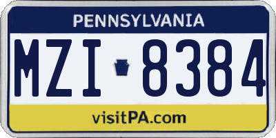 PA license plate MZI8384