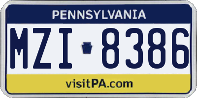 PA license plate MZI8386